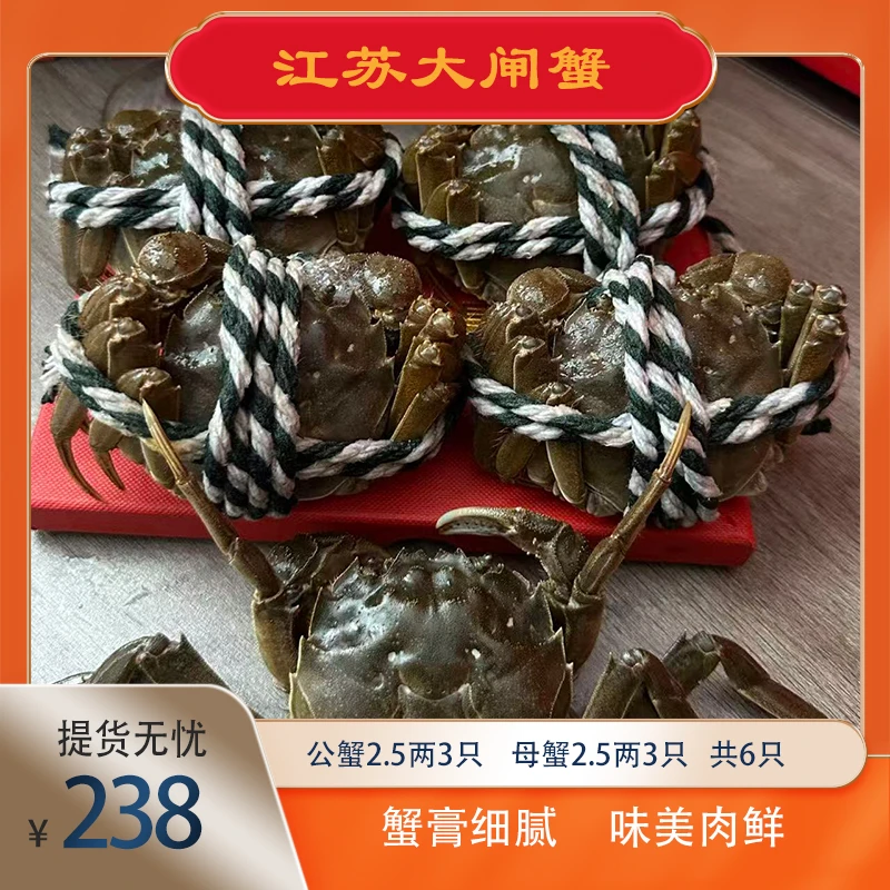 江苏大闸蟹 公蟹2.5两3只 母蟹2.5两3只 共6只