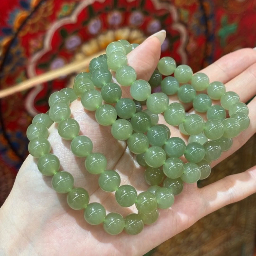 081528WM和田玉青海料晴水约10mm手串多样性发其一