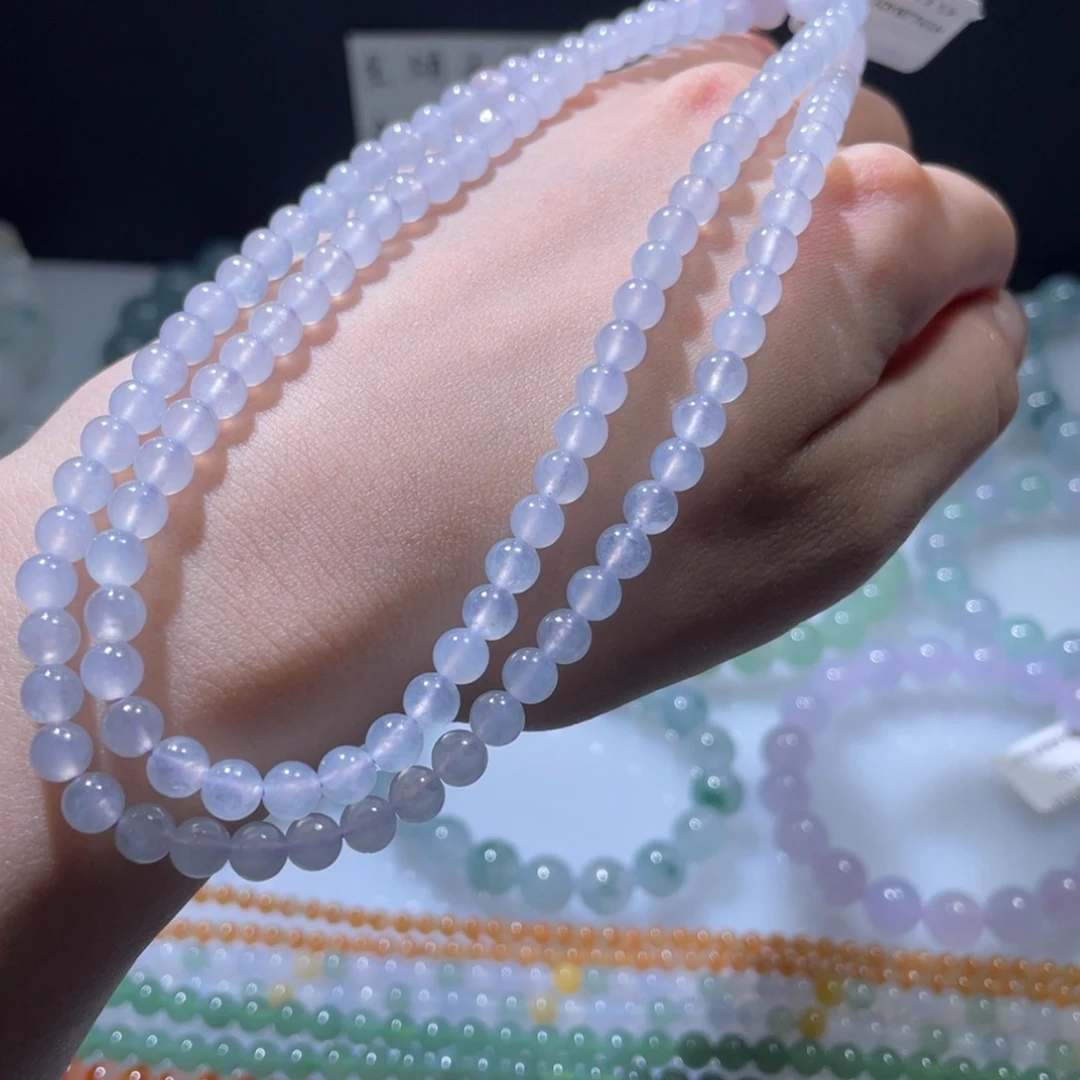 定制翡翠未镶嵌卡5冰粉珠链