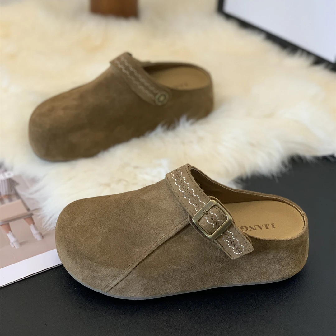 新款百搭时尚休闲勃肯鞋女2025年秋季厚底爆款一脚蹬百搭包头半拖