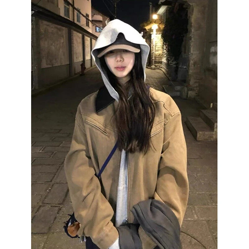 美式复古底特律夹克男女春秋新款开衫上衣cleanfit巴恩风工装外套