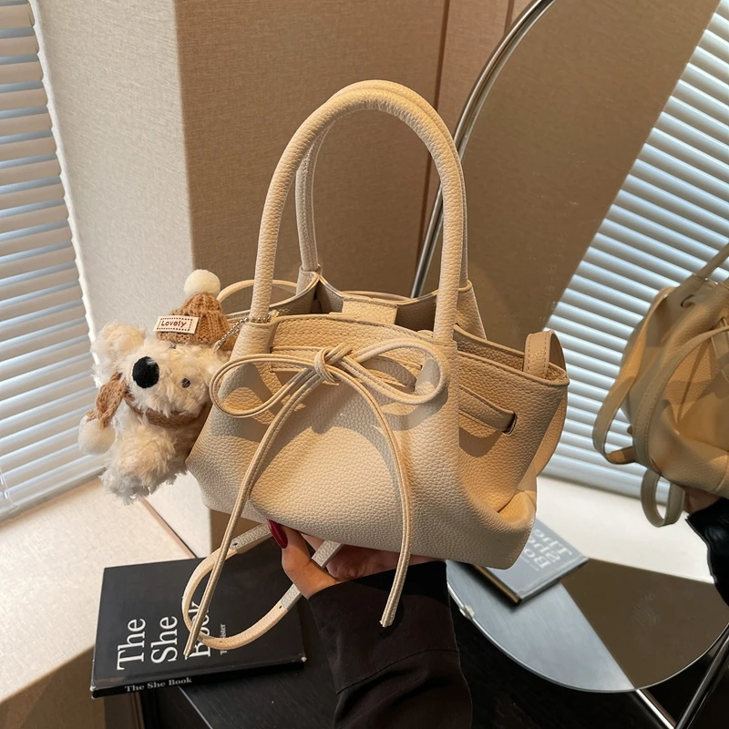 新款小众手提菜篮子包包女2025春季新款潮时尚托特包百搭蝴蝶结