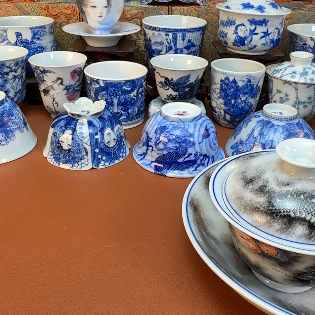 自***然陶杯子景德镇全手工手绘陶瓷
