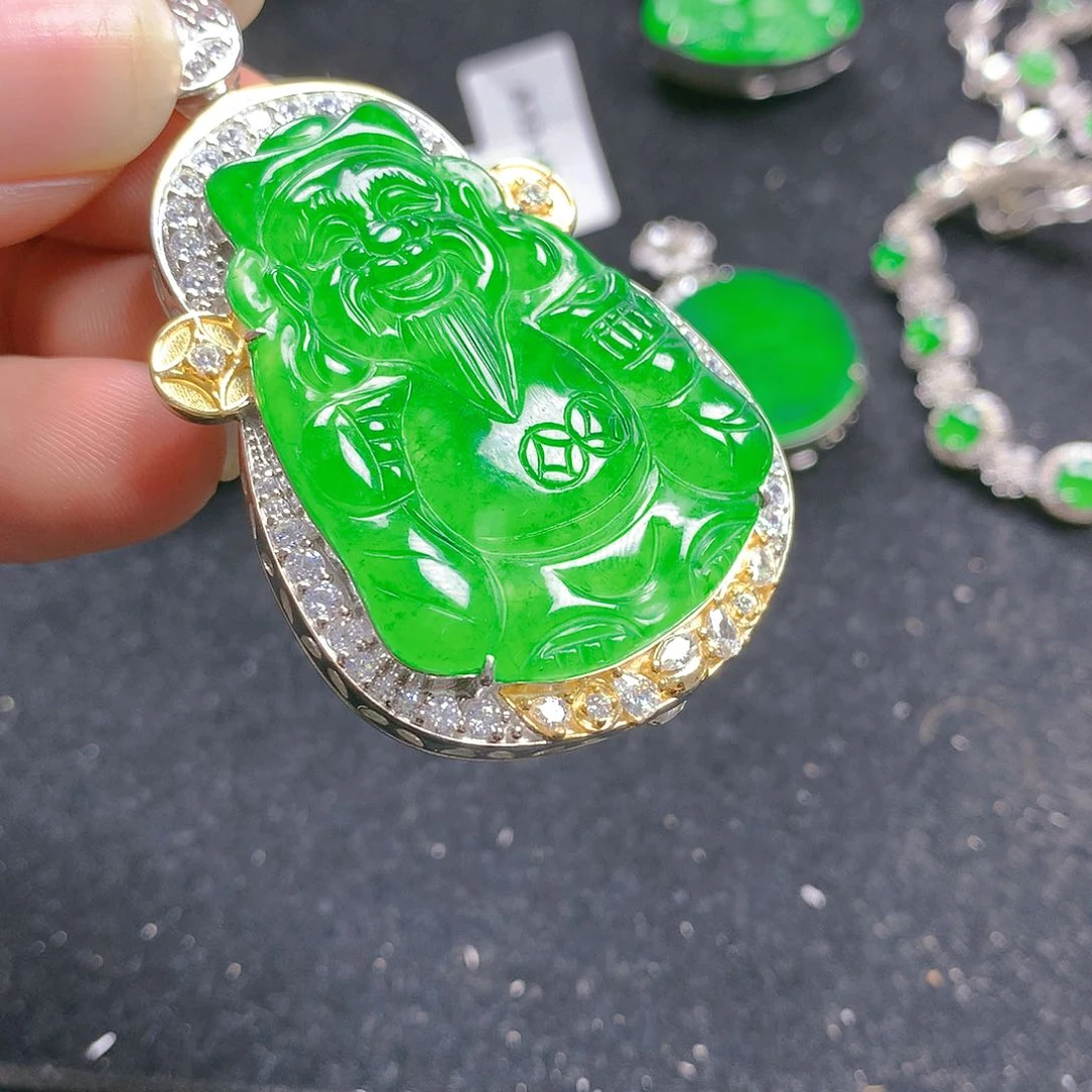 吊坠(不含链)银S925镶嵌翡翠