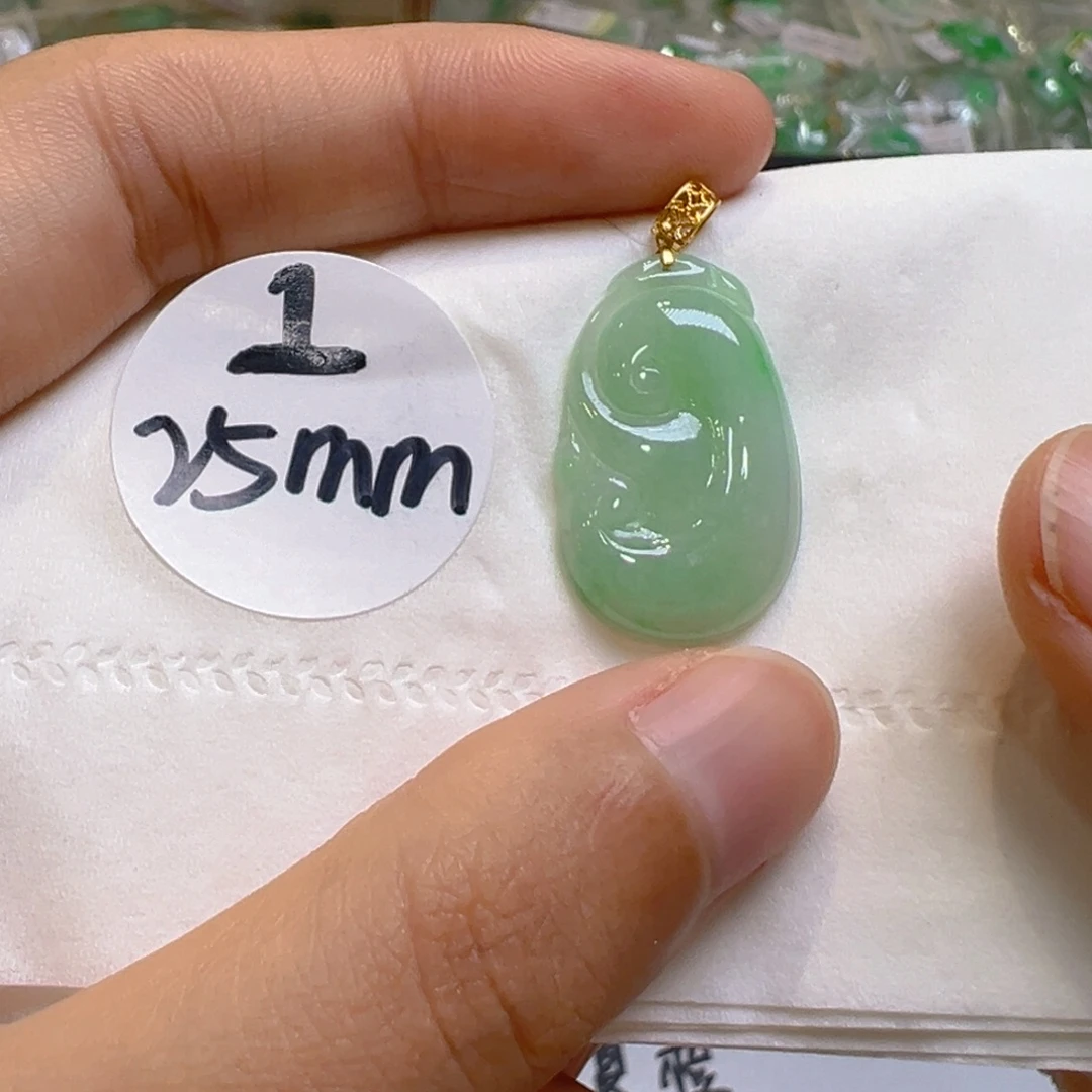 翡翠18K金镶嵌吊坠(不含链)