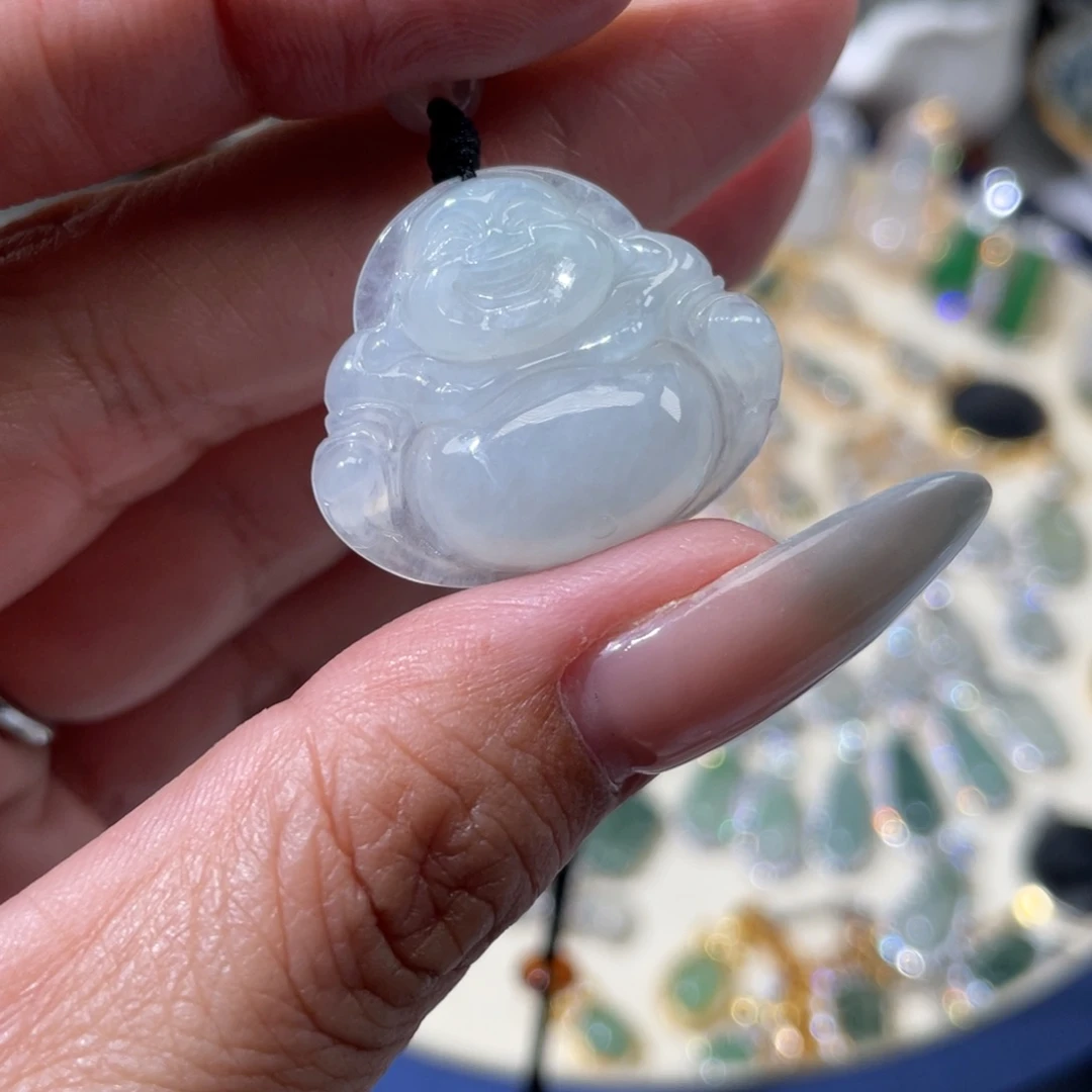 项链银S925镶嵌翡翠佛公