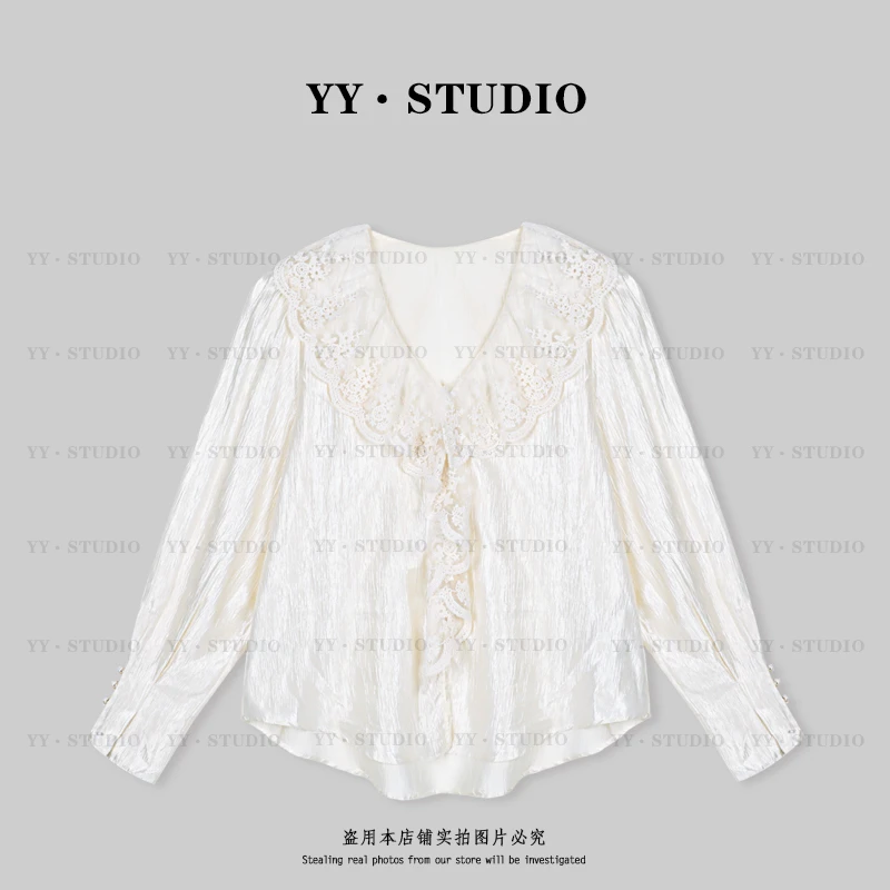 【YANYAN】春夏气质时尚蕾丝V领衬衫长袖YY-2371