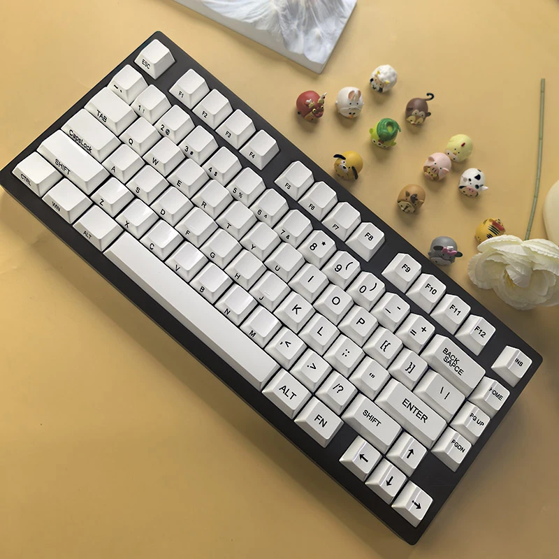 双拼素白镜面键帽rog夜魔75PBT原厂高度客制化免喷涂wooting60he