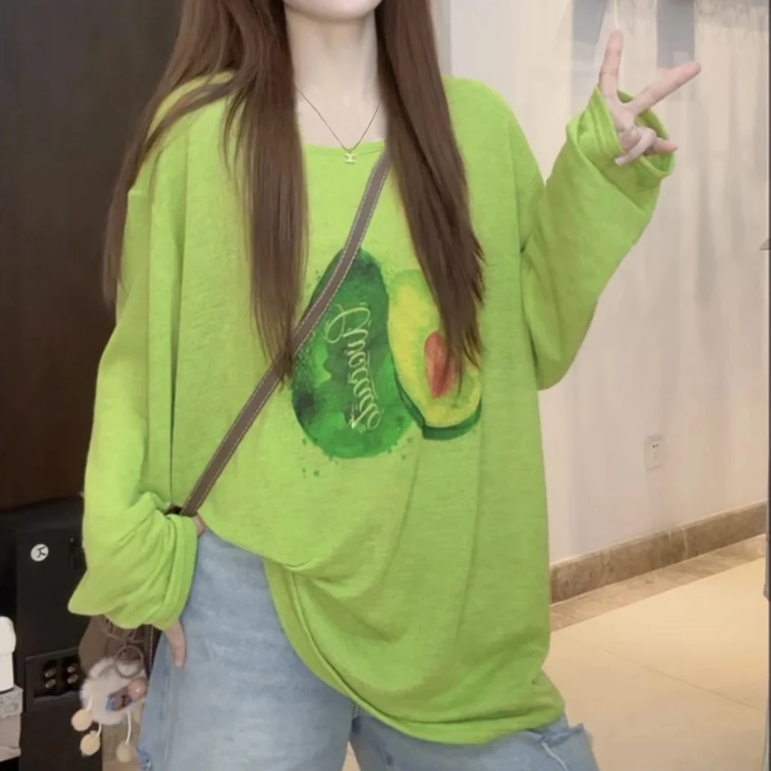 绝美T恤彩色印花罩衫女2025夏新款休闲百搭显瘦显白神器上衣长袖