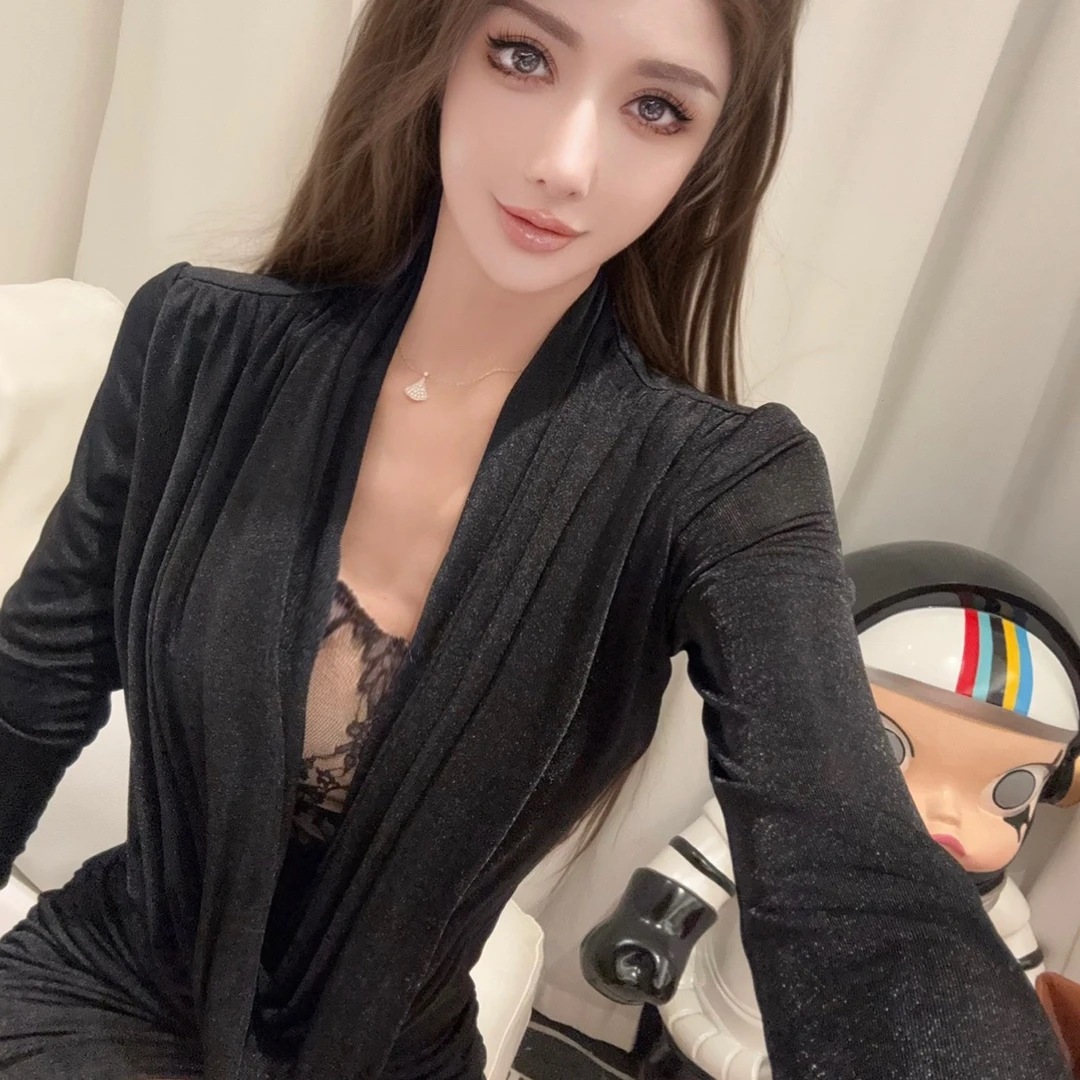 小众御姐风荡领直角肩褶皱收腰包臀连衣裙