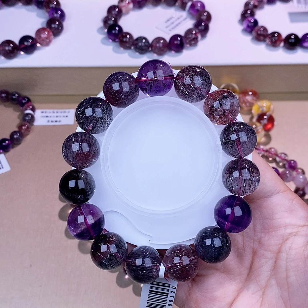 未镶嵌手串水晶黑加仑超七15mm+