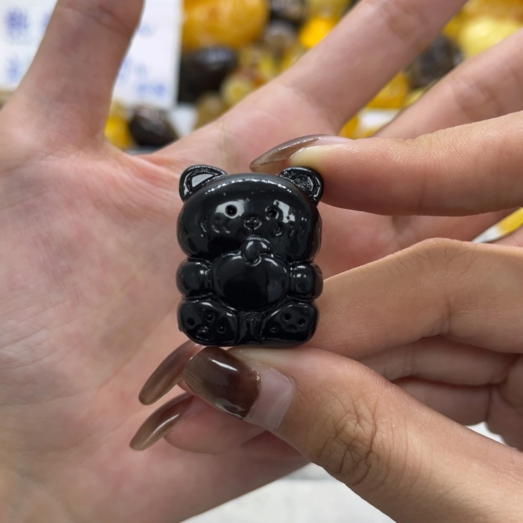 琥珀未镶嵌裸石天然琥珀黑根熊
