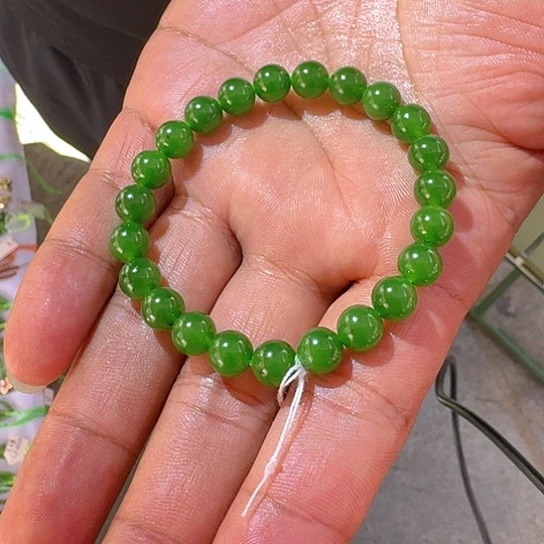 手串未镶嵌和田玉卡8冰底正阳绿