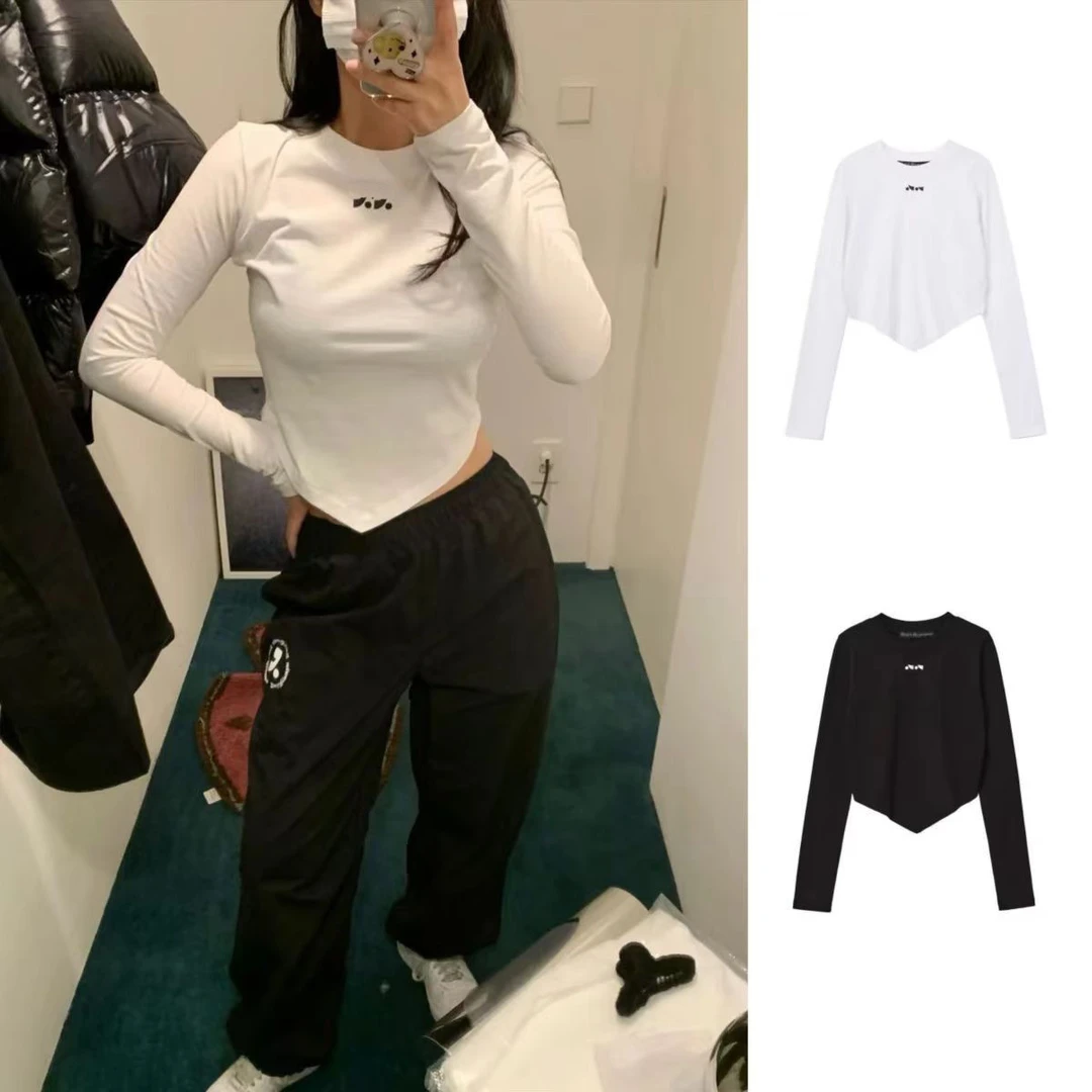 TX4234 韩国小众! 2025秋季不规则下摆设计高腰短款体恤女  69