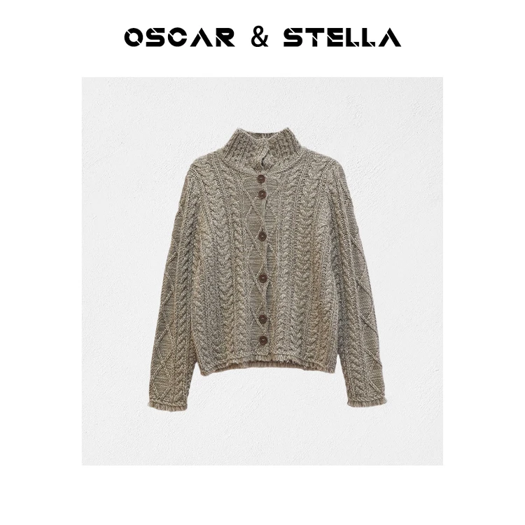 OSCAR&STELLA【偏爱】2025早春立领羊毛时尚针织开衫毛衣 134 1551