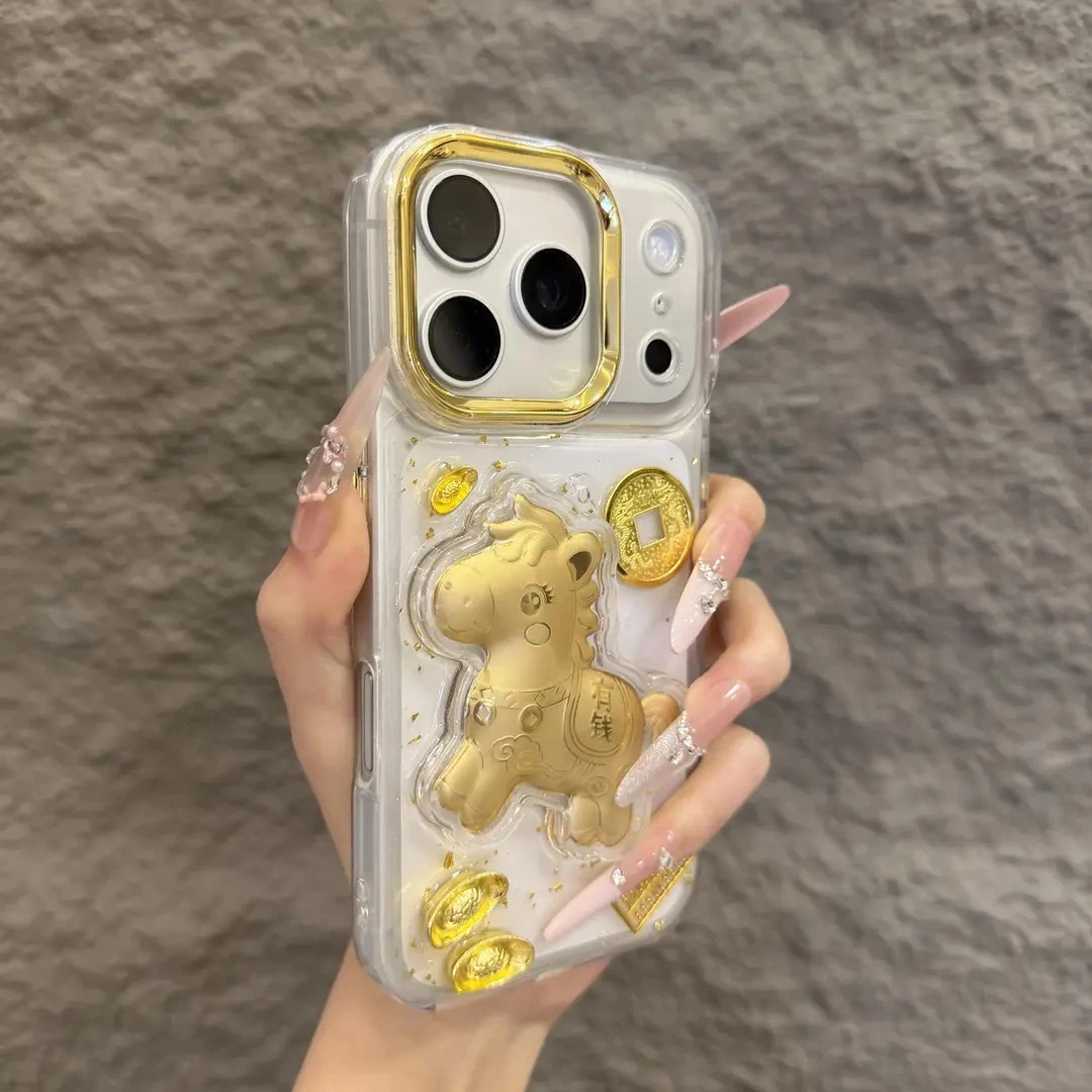 滴胶金箔马上有钱适用苹果1716promax手机壳iPhone15新款14软1312