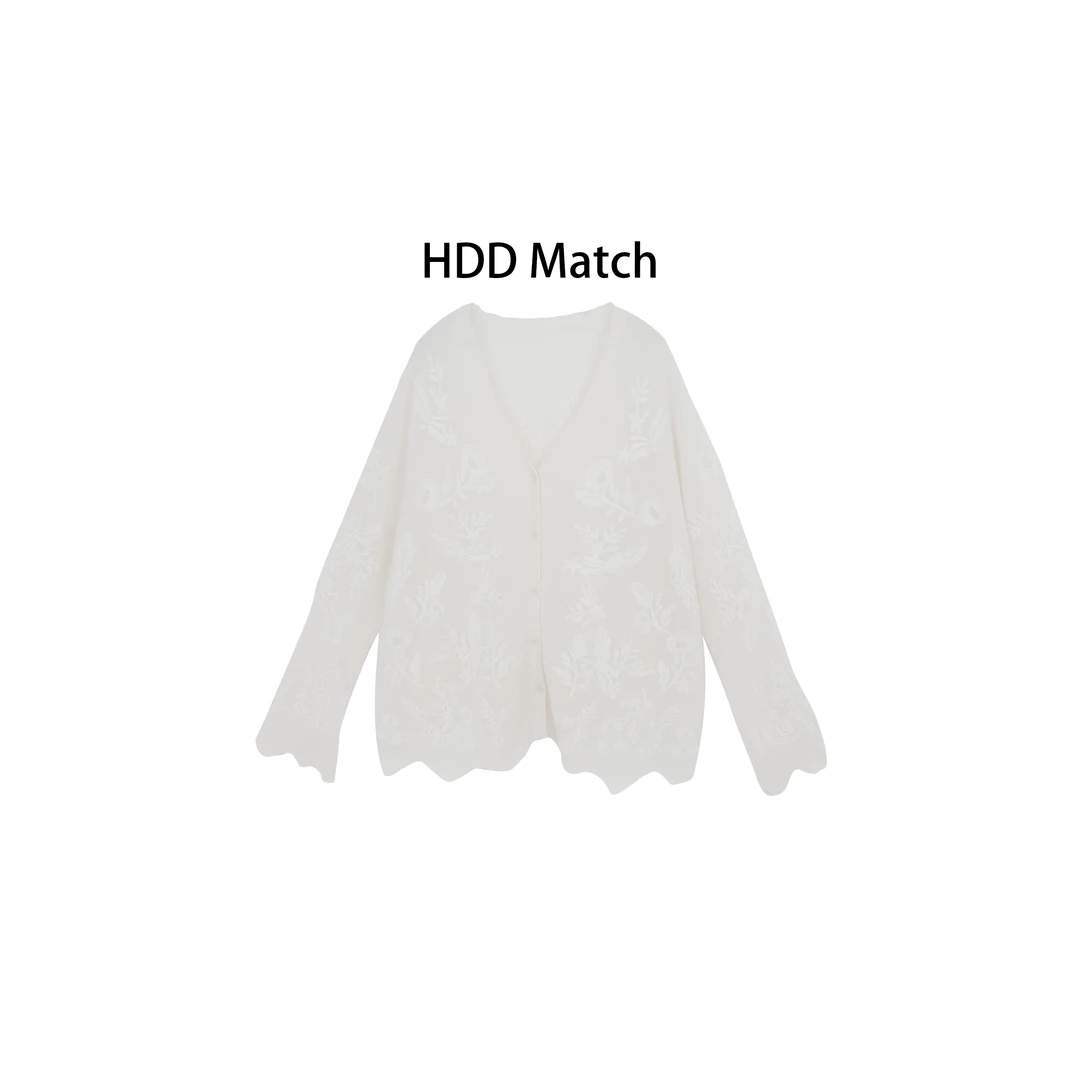 HDD- "秋日日记" 羊毛 秋季女款工艺花朵开衫毛衣  Y8777