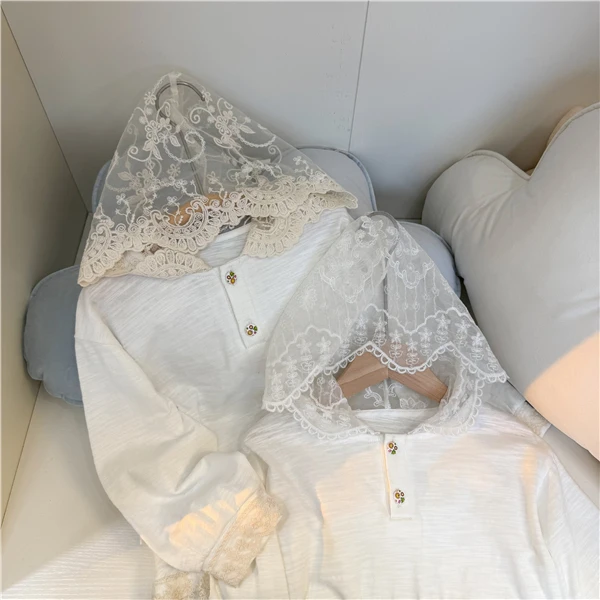 【梦一场】C2530T 春款 巨好搭蕾丝帽T 纯色打底鱼子酱品牌儿童女童