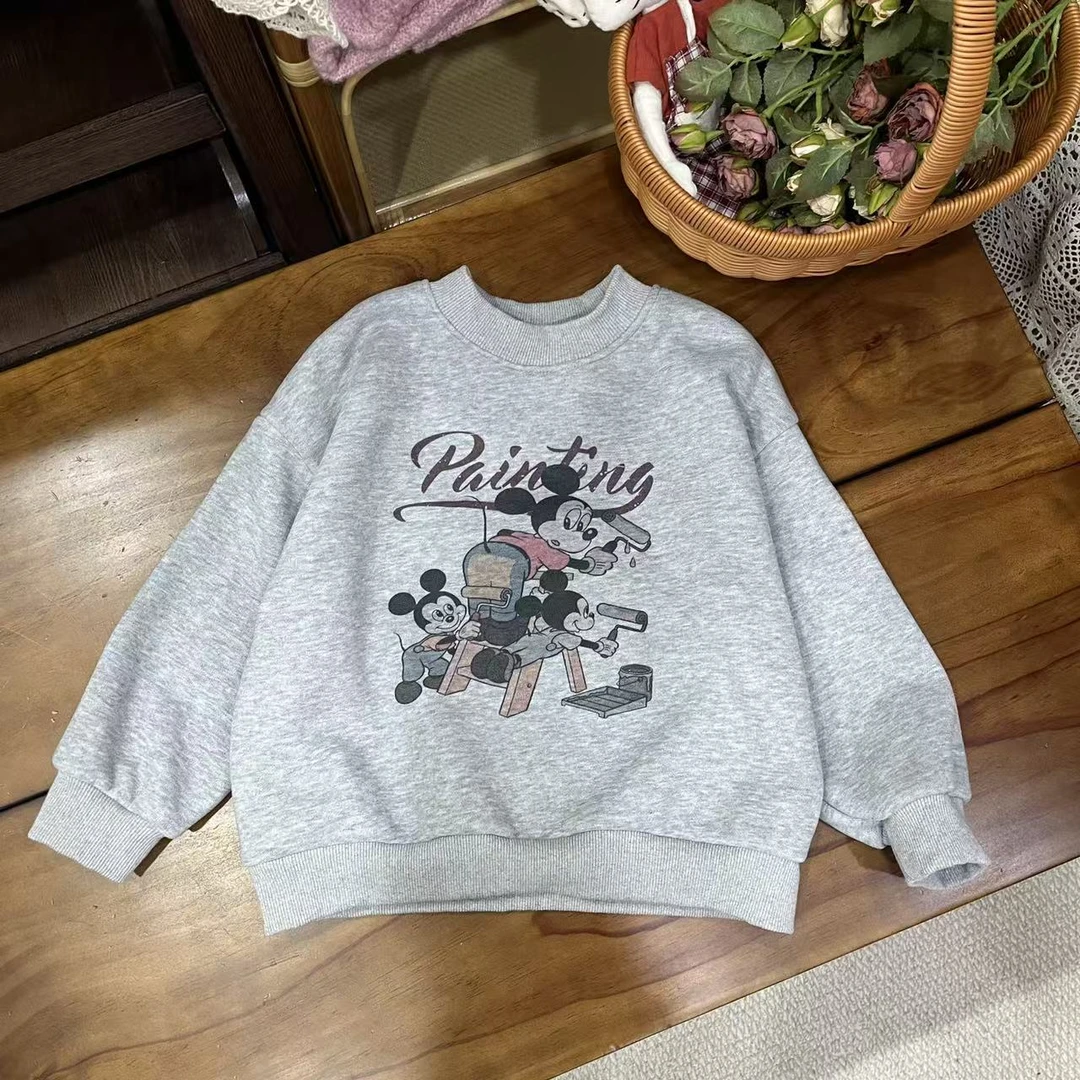 〖姐姐家〗2025冬款儿童刷漆米琪印花加薄绒卫衣-lm7923