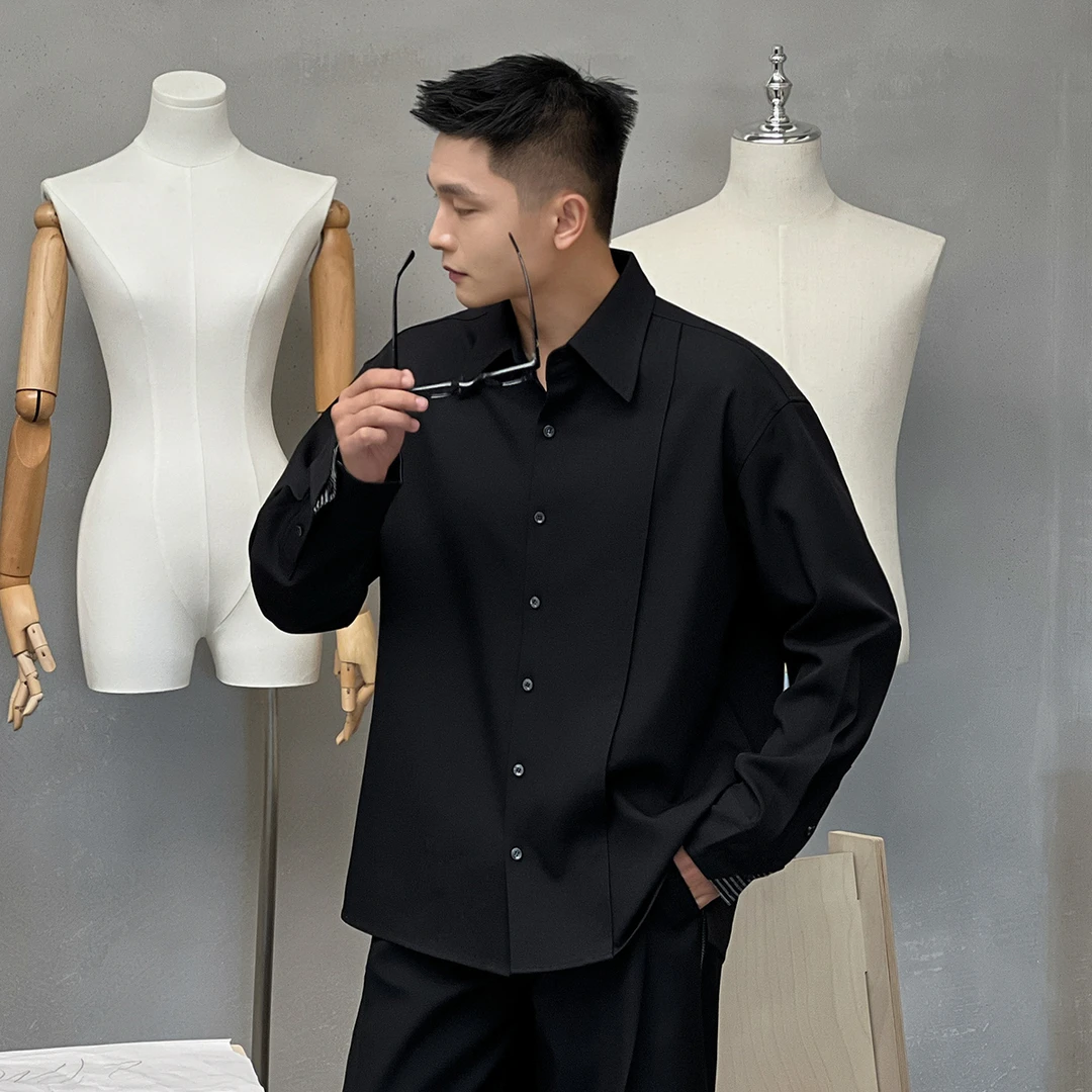 二十二号穿搭【通勤小心机】条纹拼接侧边裁片设计款衬衫男士高级感