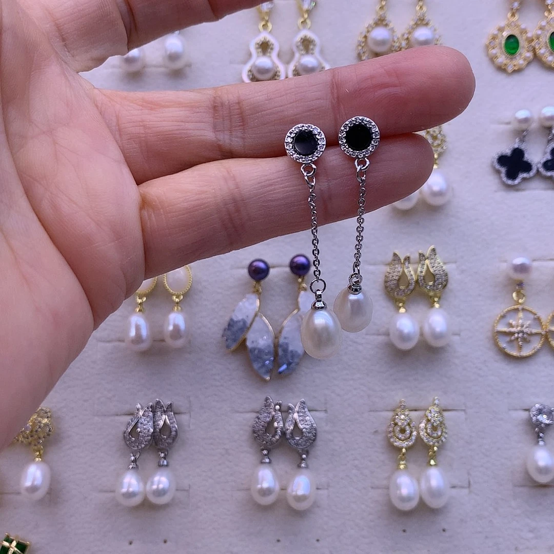 淡水珍珠耳饰合金