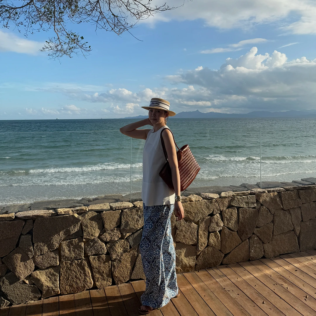 夏季韩版7511个性通勤高腰百搭ins显瘦宽松直筒花纹休闲裤