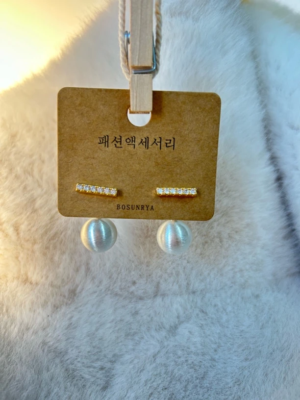 合金耳饰 金属风叠戴款拉丝球耳坠