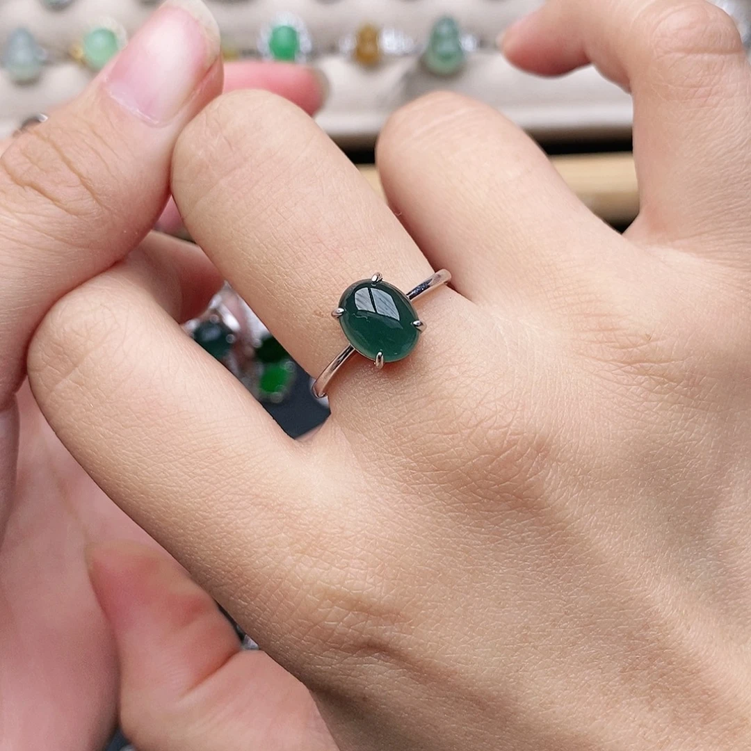 翡翠银S925镶嵌戒指