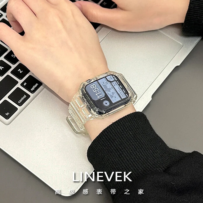 适用苹果手表表带iwatch S11透明保护壳表带一体式applewatch s10