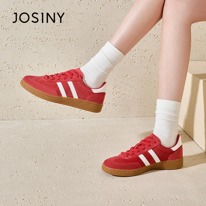 卓诗尼拼色德训鞋2025新款女士流行低帮系带平底女鞋5J2A22751