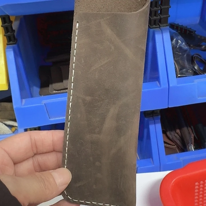 真牛皮疯马手缝笔袋