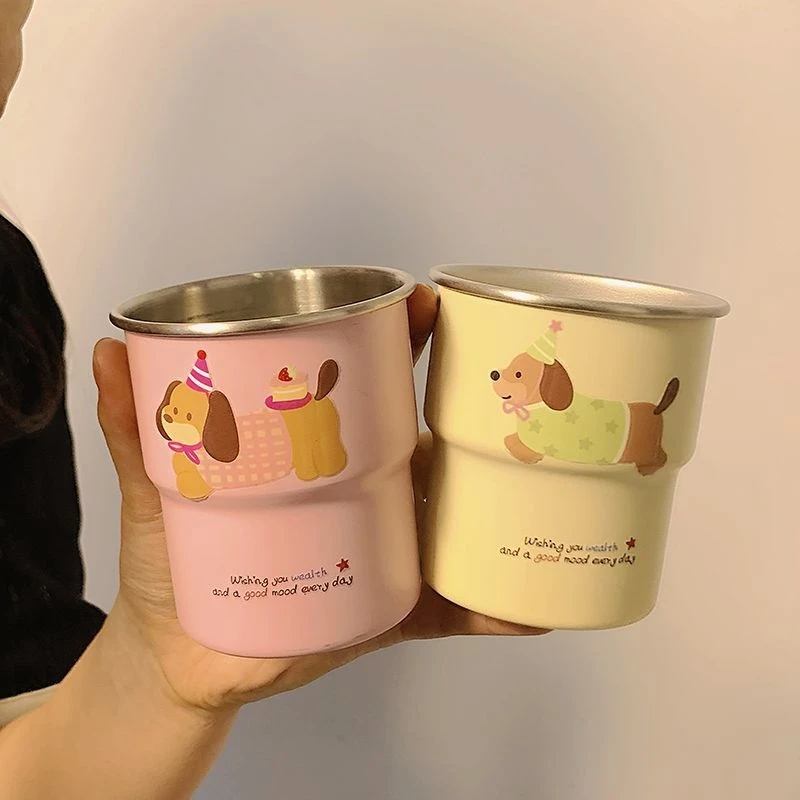 卡通礼物可爱ins腊肠狗高颜值洗漱杯家用漱口杯便携304不锈钢牙刷