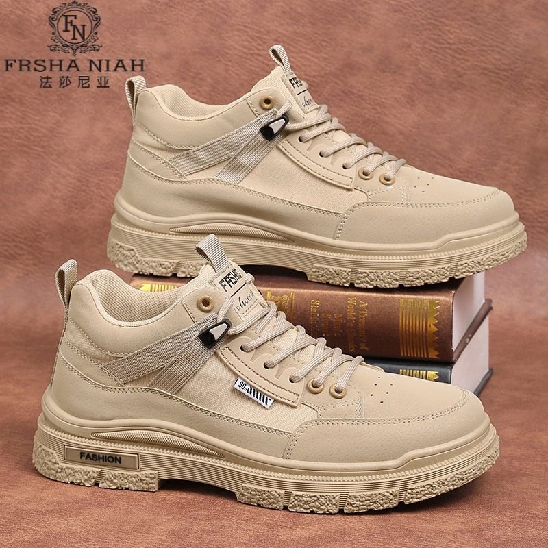 法莎尼亚秋季新款男款工装轻便马丁靴休闲运动防水厚底耐磨高帮鞋