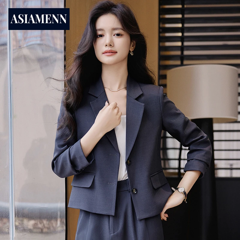 高级感灰色西装外套女秋季2025新款小个子气质职业西服套装工作服