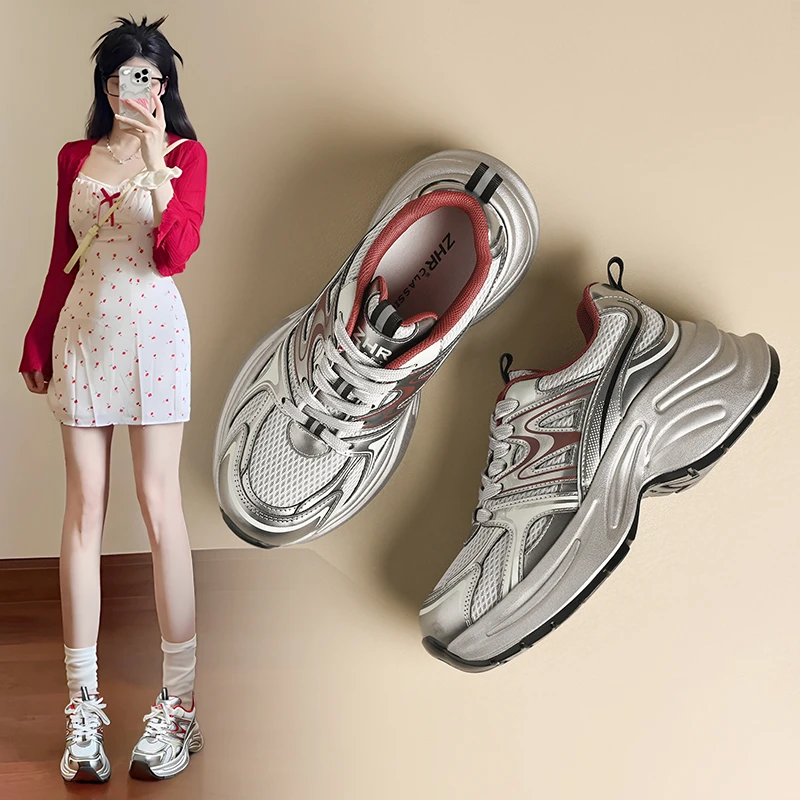 【清仓不补】复古老爹鞋女春新款厚底增高休闲女鞋轻便透气运动鞋