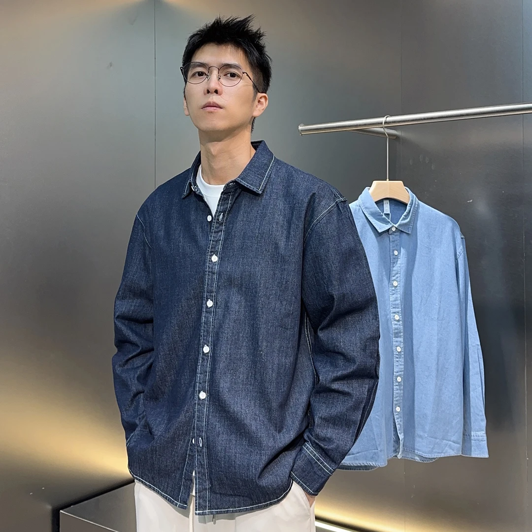 【早秋上新】2025秋季新款纯棉牛仔衬衫男复古痞帅男士衬衣外套潮