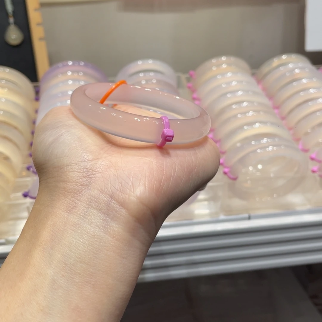 会***友玛瑙/玉髓未镶嵌手镯@定向荔枝冻@【54】