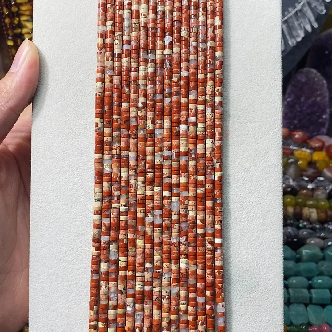 石英质玉未镶嵌，花红石直切隔片4mm，