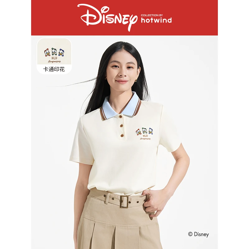 【热风商场同款】5折起流光风女唐老鸭系列POLO短袖T-DSNF01W25217