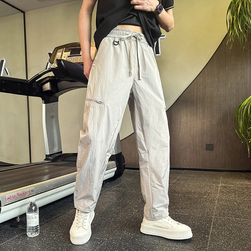 长裤透气户外运动纯色潮流九分裤工装裤速干休闲裤薄款拉链百搭