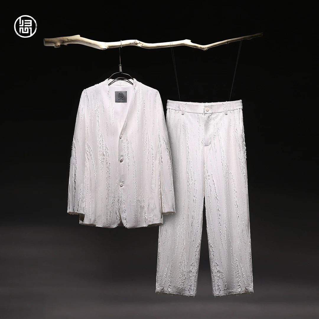 归心国风男装 秋季新款男士 层次立体 休闲时尚 V领西装套装