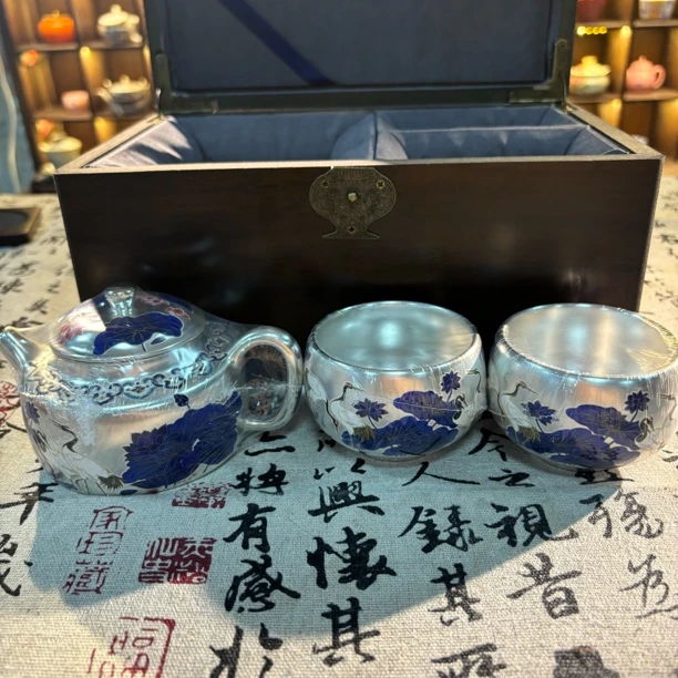 青岚茗器专属链接@@ZH880银壶+银杯一对+礼盒