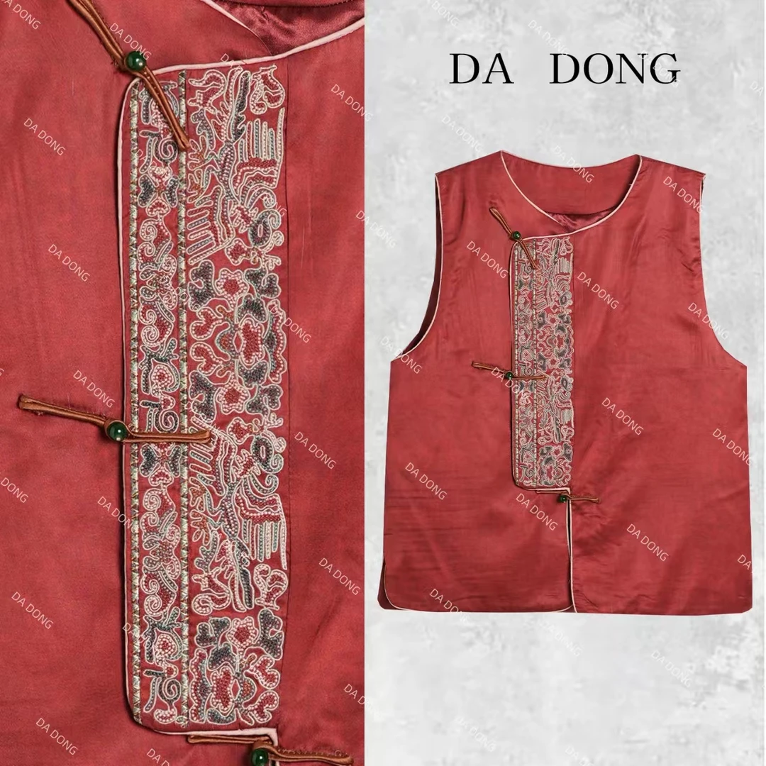 鸿运当头--新中式国风时尚百搭红色设计师款重工刺绣宽松休闲马甲