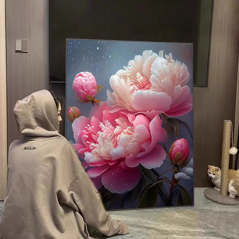 钻石画牡丹花卉满钻2025新款裱框绣高级感客厅餐厅手工diy粘贴5d