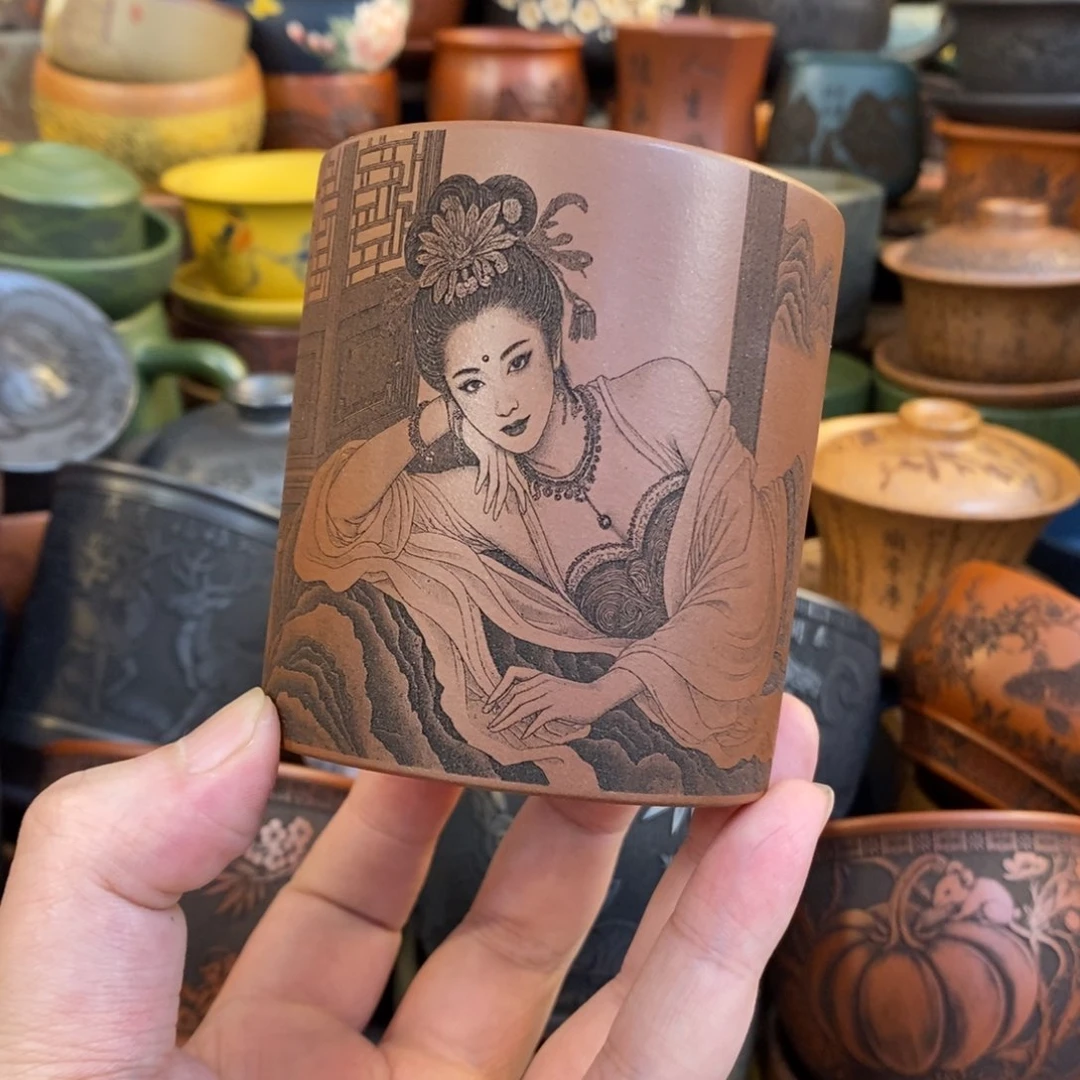 紫砂杯子宜兴全手工紫砂杯