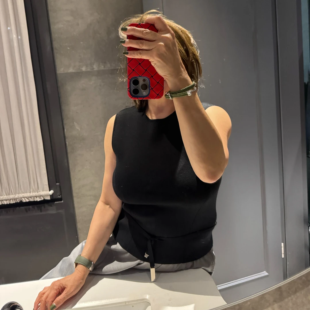 COCOLINDA | 拉夫风黑色坎袖系带老钱风针织背心S2722