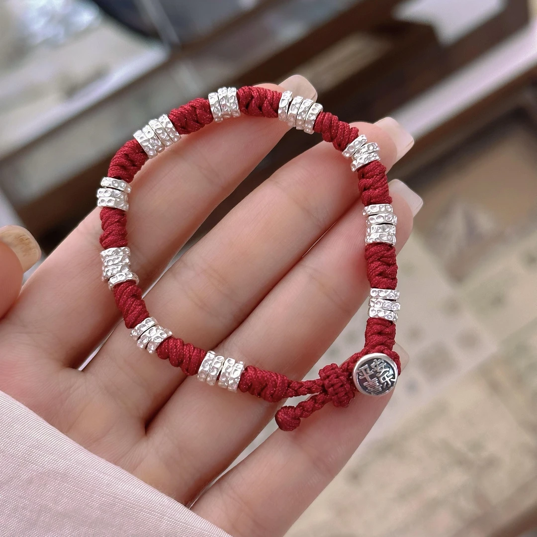 足银手链 足银手链腰缠万贯 纯银饰品 银饰diy 银饰加工