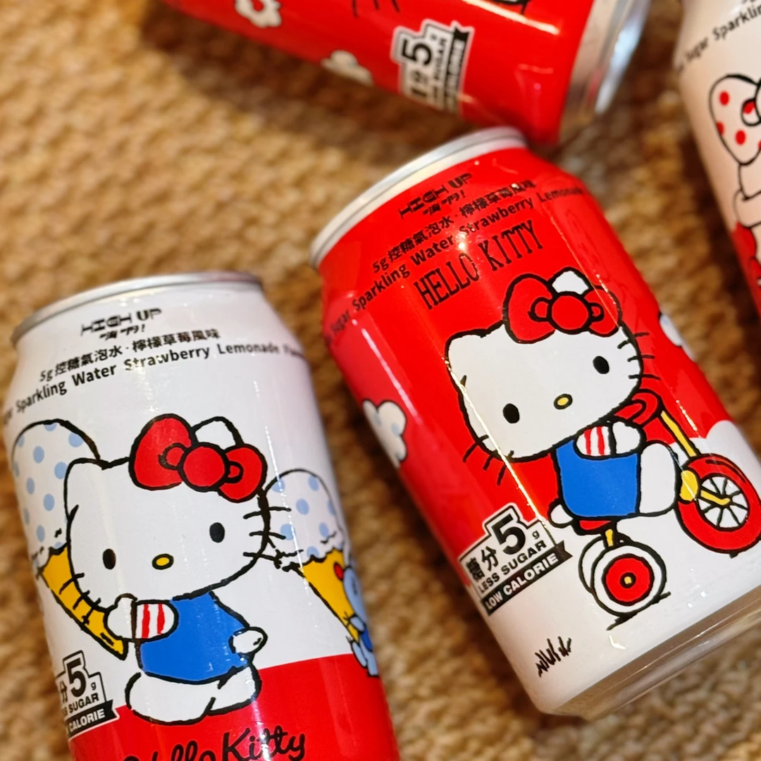 HIGHUP台湾三丽鸥气泡水HelloKitty50周年饮料hellokitty联名饮料