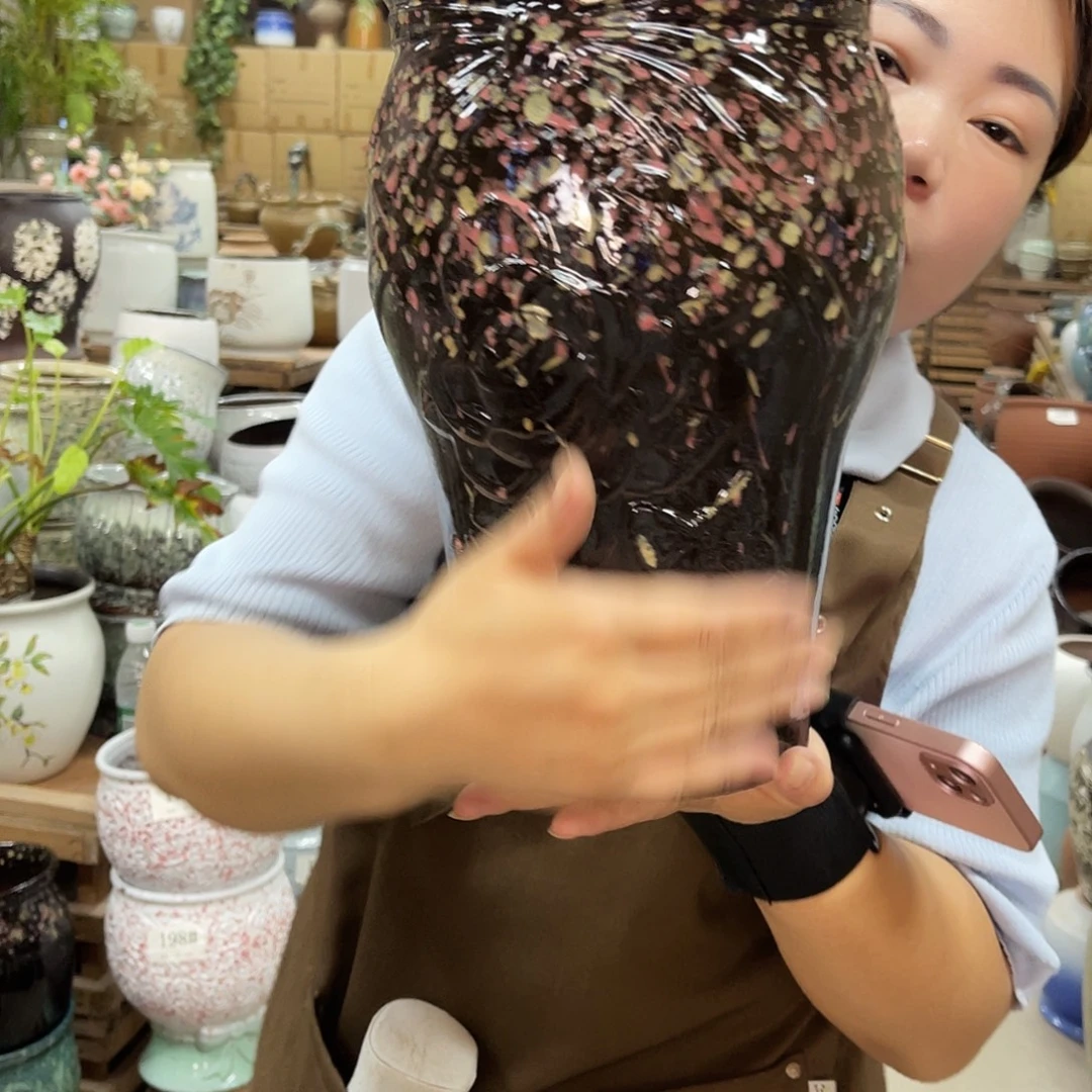 紫砂花盆高度30口径18厘米