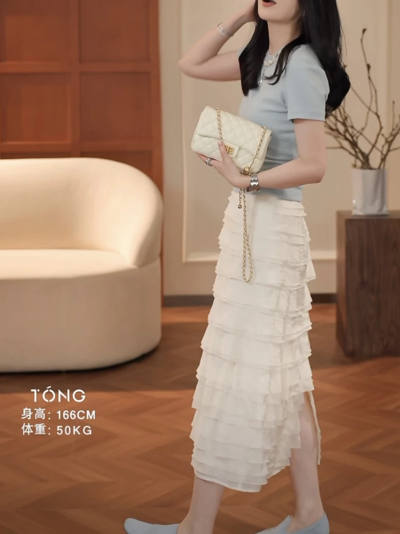 夏季套装气质轻奢欧若风高级感轻奢显瘦设计师款半身裙1071